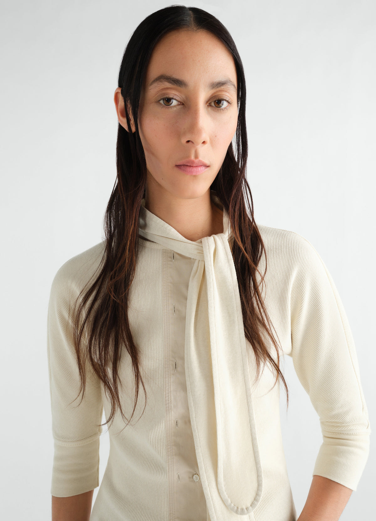 ASCOT T-SHIRT IN COTTON LINEN RIB JERSEY
