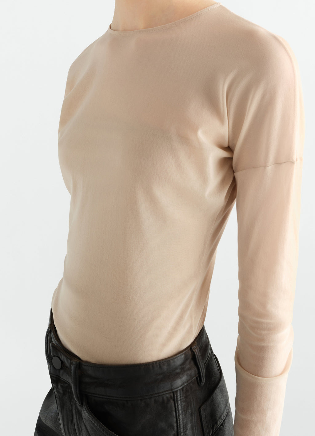 BALLERINA LONG SLEEVE TOP IN MESH JERSEY