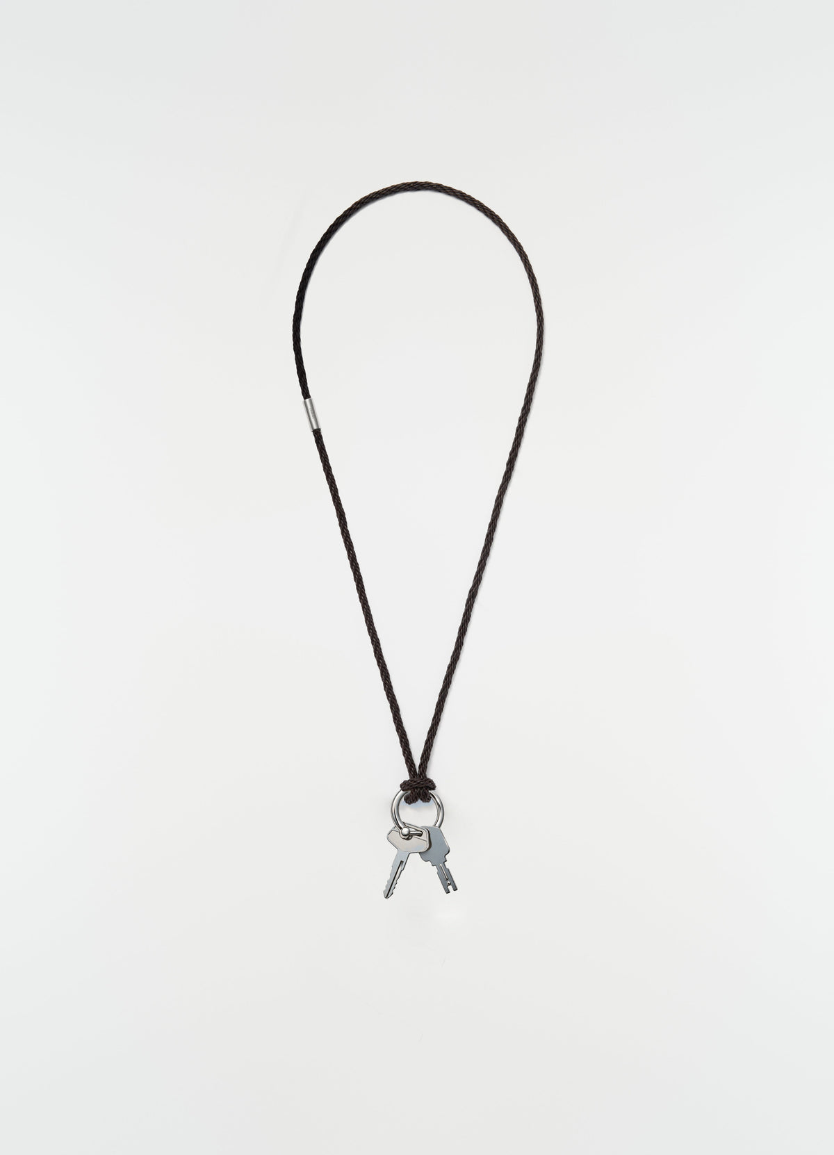 BRAIDED LEATHER KEYRING NECKLACE IN RECYCLED LEATHER CORD